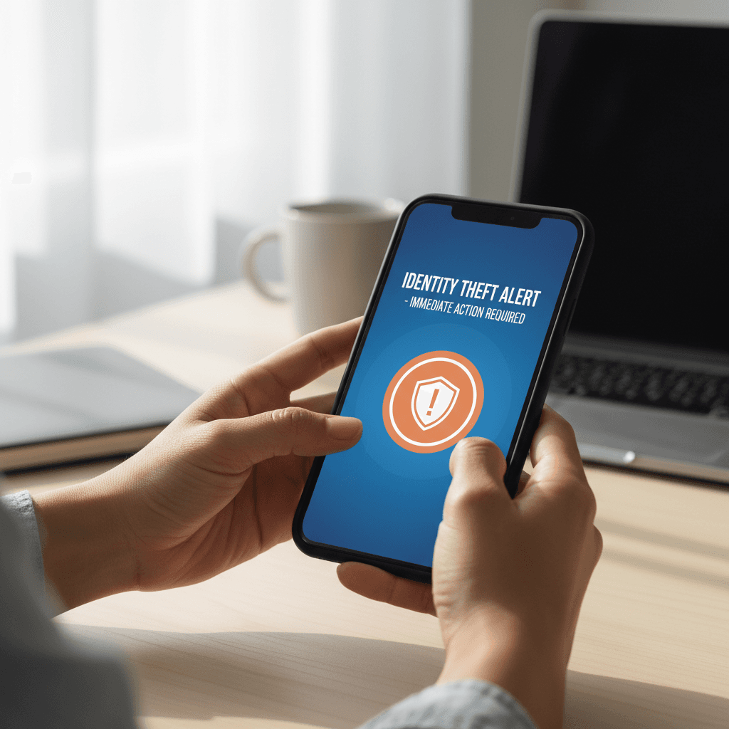 Identity theft alert on mobile device